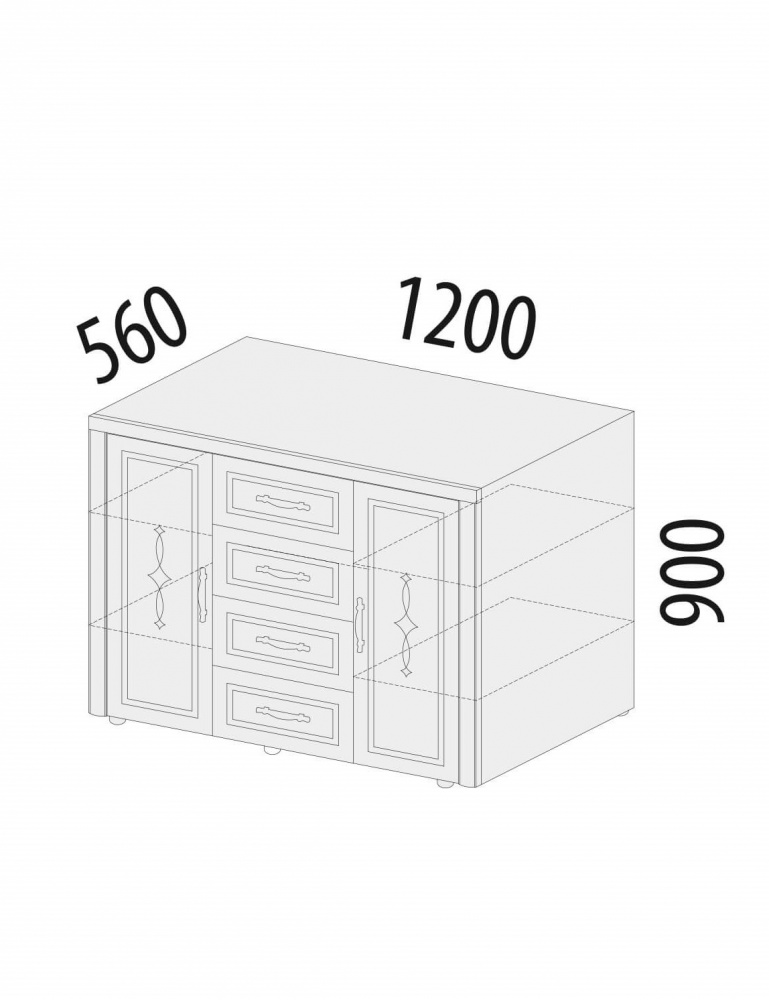 Фото - комод Венеция 4-ящ 2-дв 