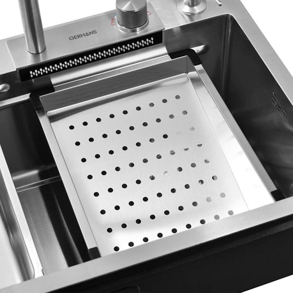 Фото - мойка врезная прямоугольная Gerhans 75*45 со смесителем и аксессуарами 