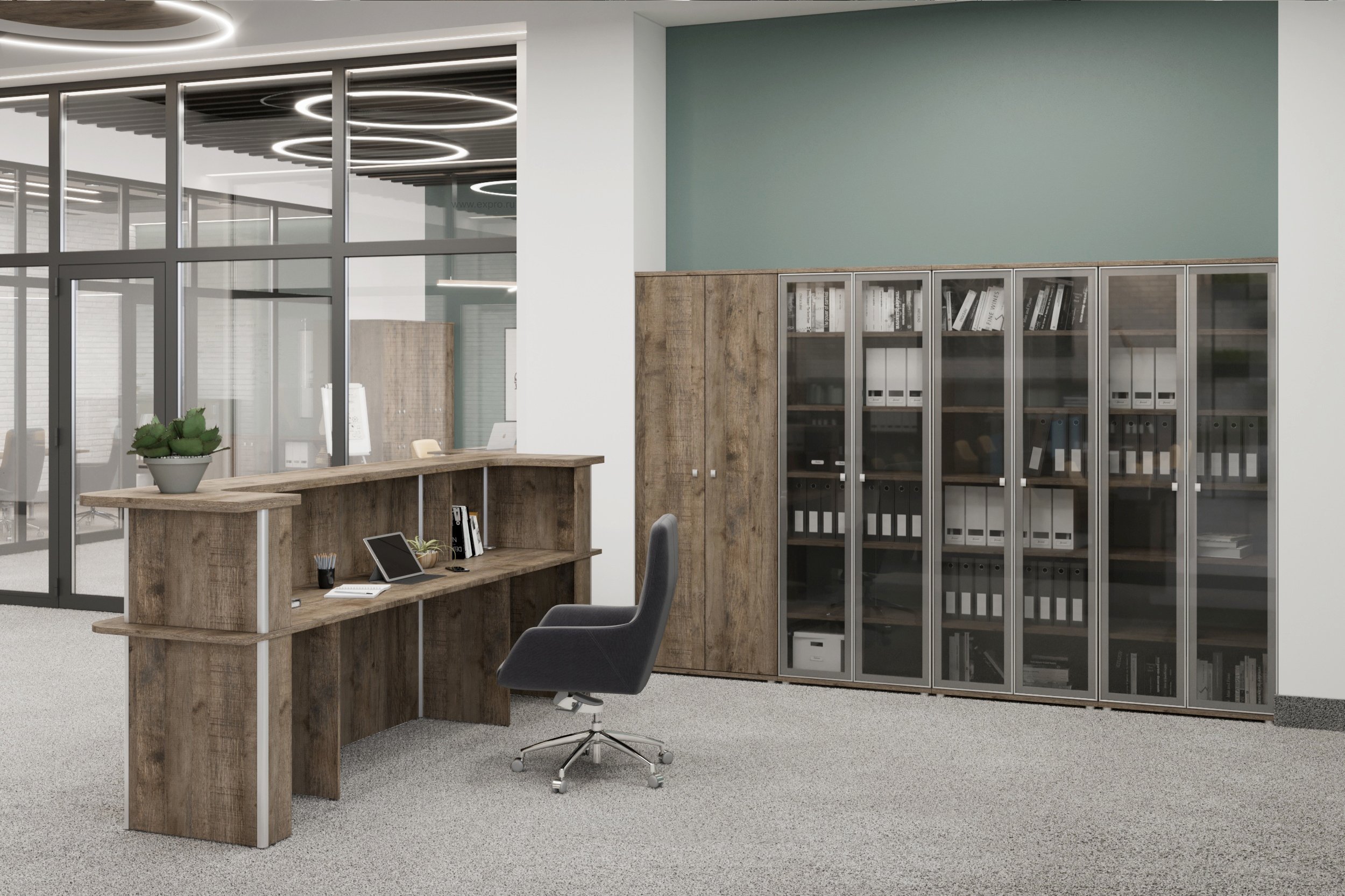 Фото - стойка администратора Васанта 272*76 дуб самдал 