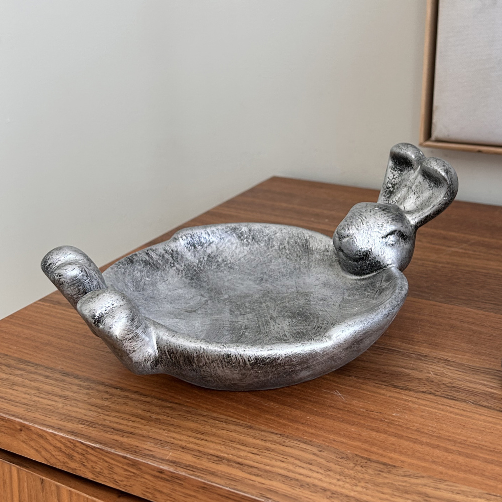 Фото - подставка декоративная д/мелочей Кролик античное серебро 