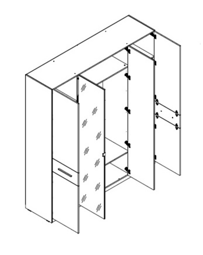 Фото - шкаф 4-дв Глазго с зеркалом 