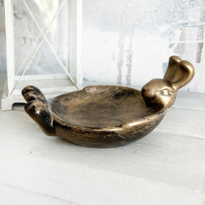 подставка декоративная д/мелочей Кролик бронза 