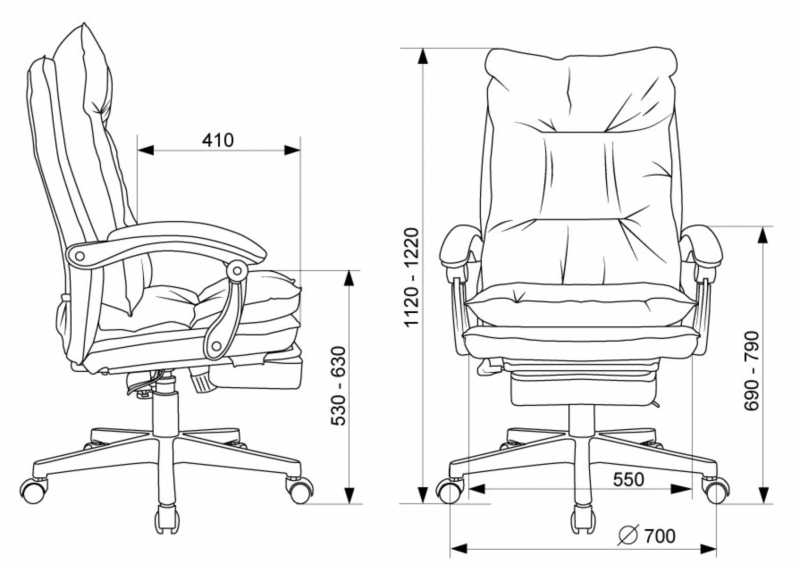 Фото - кресло руководителя Бюрократ CH-820MSG-F с подставкой для ног 