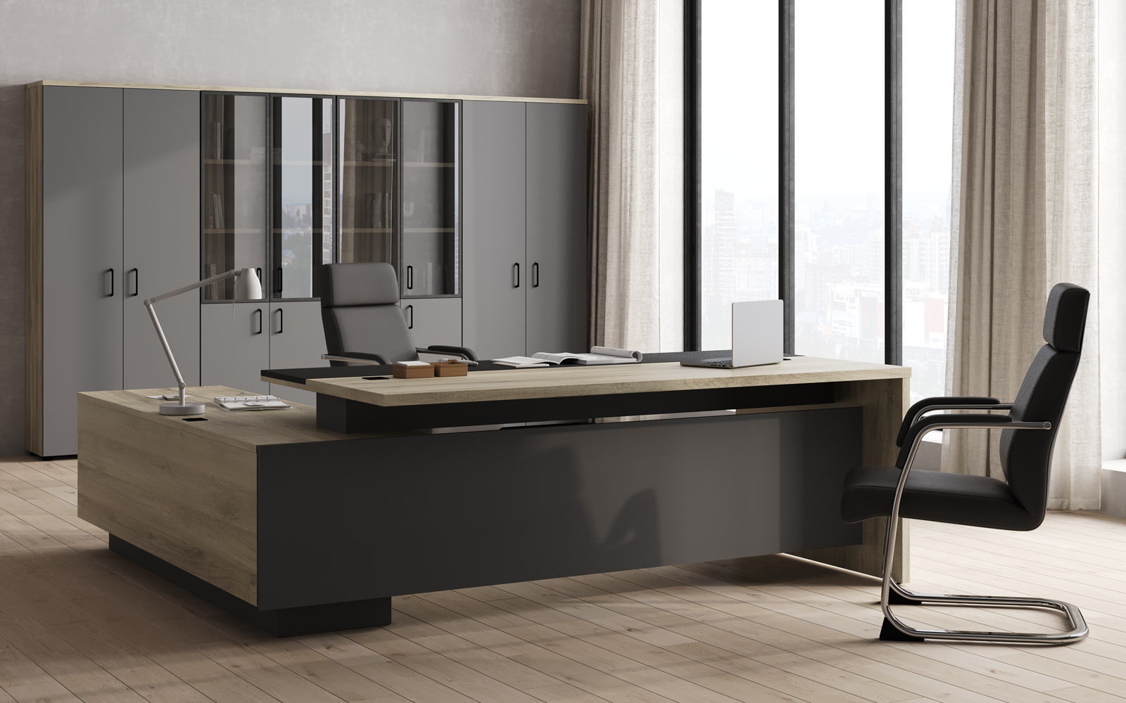 Фото - кабинет руководителя Бруно/Bruno 5 дуб кронберг/антрацит 