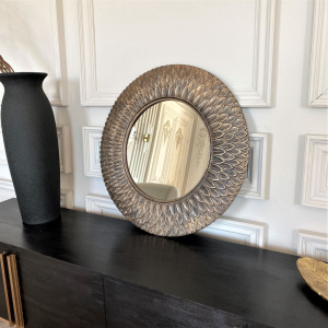 зеркало Блестящие перья круглое бронза 