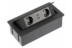 блок розеток настольный SOFT 2розетки AE-PBSUC2GS-20 2*USB черный 