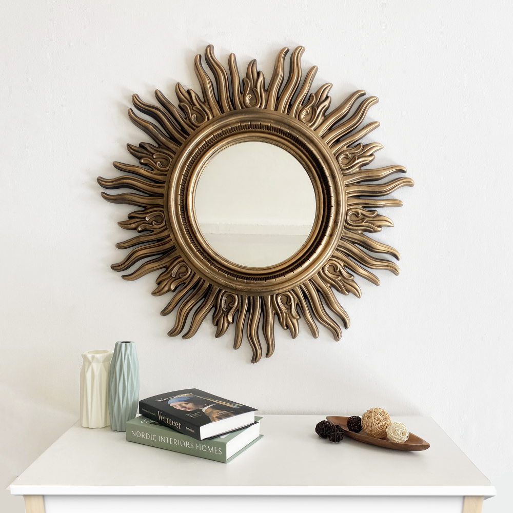 Фото - зеркало Солнце круглое бронза 