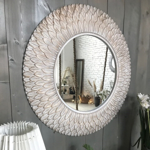 зеркало Блестящие перья круглое барокко 