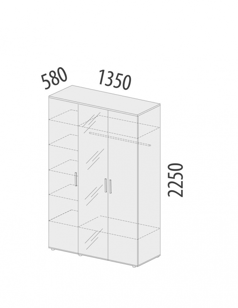 Фото - шкаф 3-дв Соната с зеркалом. 