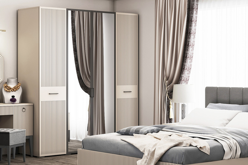 Фото - шкаф 4-дв Хилтон  с зеркалом 