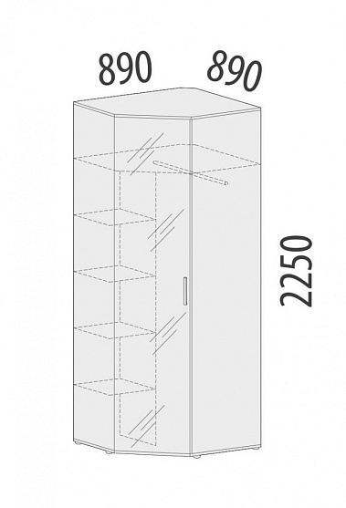 Фото - шкаф угловой Соната с зеркалом 