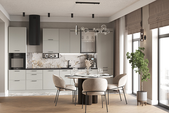 Фото - кухня Неста-Велюр 380 лайт грей 