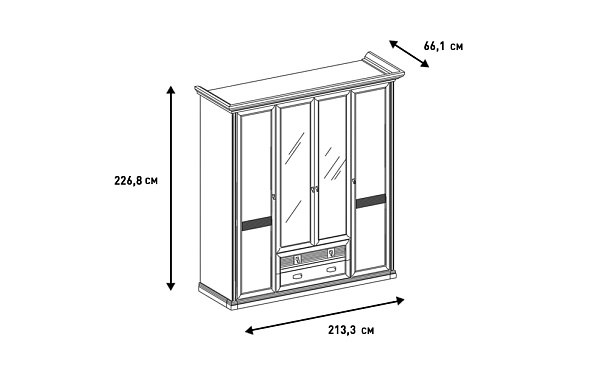 Фото - шкаф 4-дв Изотта 