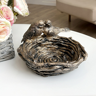 Фото - подставка д/мелочей Птичье гнездо бронза 