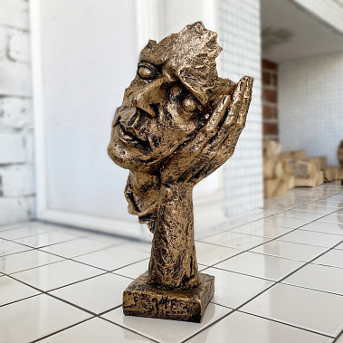 Фото - статуэтка Тишина рука-лицо бронза 