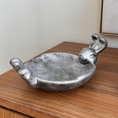 Фото - подставка декоративная д/мелочей Кролик античное серебро 