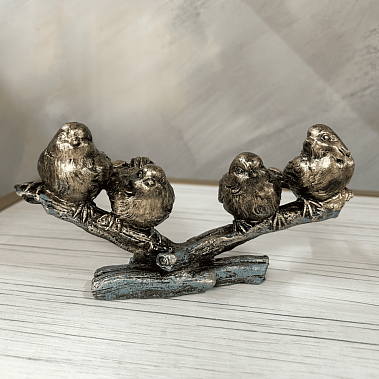 Фото - статуэтка Воробьи на ветке бирюза 