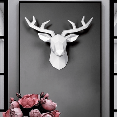 Фото - настенный декор Голова оленя белый 