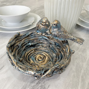 Фото - подставка д/мелочей Птичье гнездо бирюза 