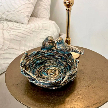 Фото - подставка д/мелочей Птичье гнездо бирюза 