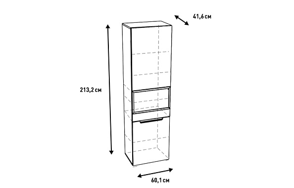 Фото - шкаф-витрина Анри 1-дв высокий 
