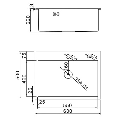 Фото - мойка врезная прямоугольная Gerhans 60*50 