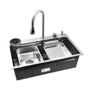 Фото - мойка врезная прямоугольная Gerhans 75*45 со смесителем и аксессуарами 