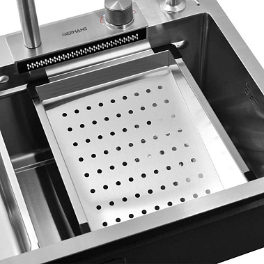 Фото - мойка врезная прямоугольная Gerhans 75*45 со смесителем и аксессуарами 