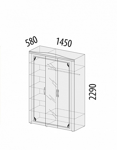 Фото - шкаф 3-дв Версаль с зеркалом 