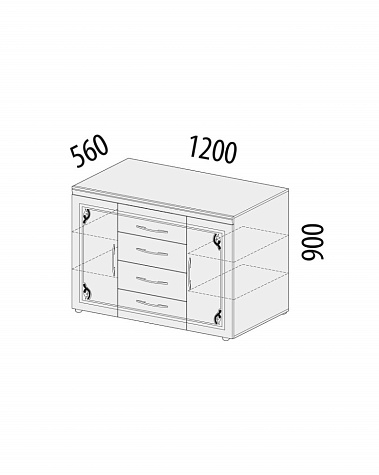 Фото - комод Версаль 4-ящ 2-дв 